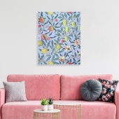 William Morris Fruit Pomegranate Blue Ornament Canvas Afdruk (Insitu (Woonkamer))