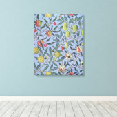 William Morris Fruit Pomegranate Blue Ornament Canvas Afdruk (Insitu (Houten vloer))