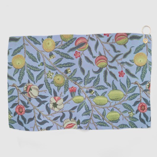 William Morris Fruit Pomegranate Blue Ornament Golfhanddoek (Horizontaal)