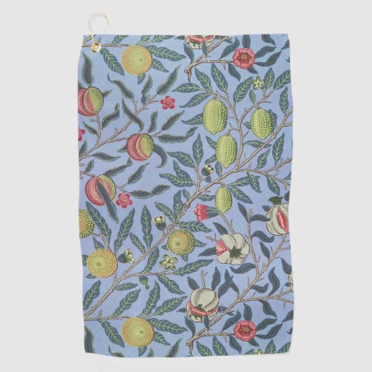 William Morris Fruit Pomegranate Blue Ornament Golfhanddoek (Voorkant)