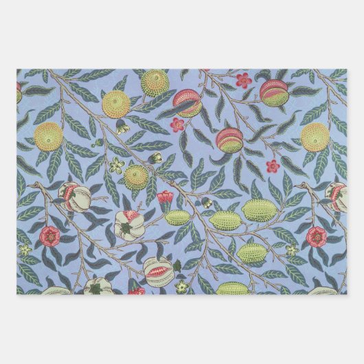William Morris Fruit Pomegranate Blue Ornament Inpakpapier Vel (Voorkant 2)