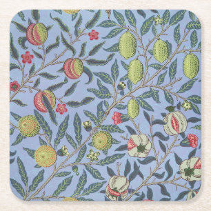 William Morris Fruit Pomegranate Blue Ornament Kartonnen Onderzetters
