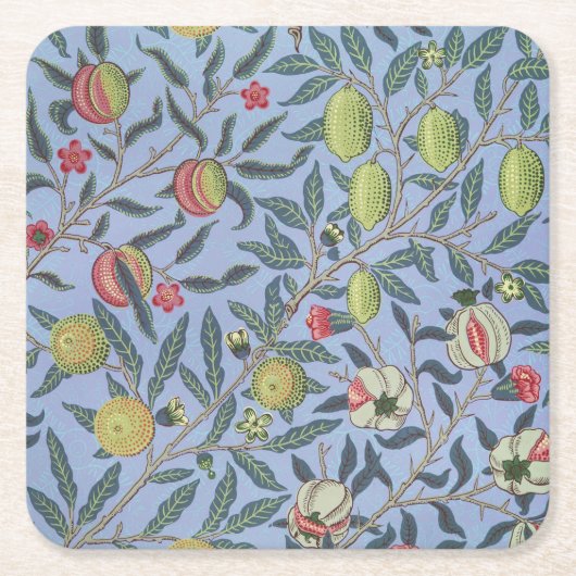 William Morris Fruit Pomegranate Blue Ornament Kartonnen Onderzetters (Voorkant)