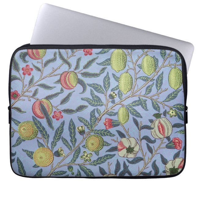 William Morris Fruit Pomegranate Blue Ornament Laptop Sleeve (Voorkant)