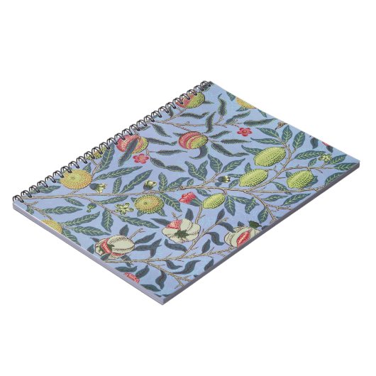 William Morris Fruit Pomegranate Blue Ornament Notitieboek (Linkerzijde)