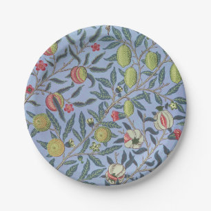 William Morris Fruit Pomegranate Blue Ornament Papieren Bordje