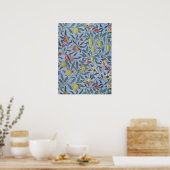 William Morris Fruit Pomegranate Blue Ornament Poster (Keuken)