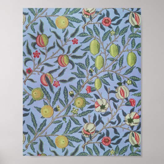 William Morris Fruit Pomegranate Blue Ornament Poster (Voorkant)