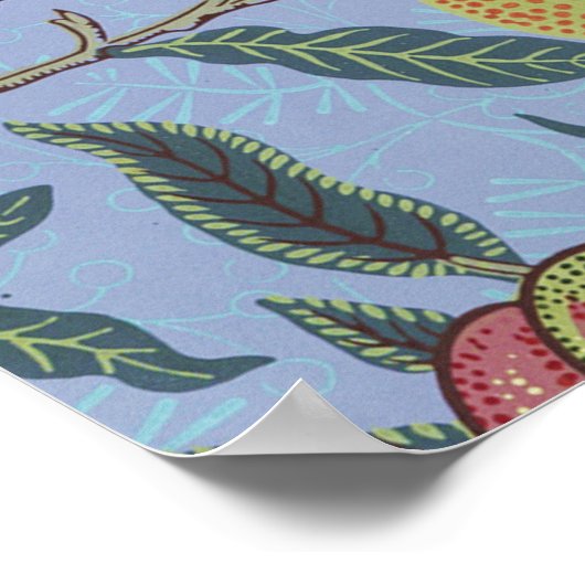 William Morris Fruit Pomegranate Blue Ornament Poster (Hoek)