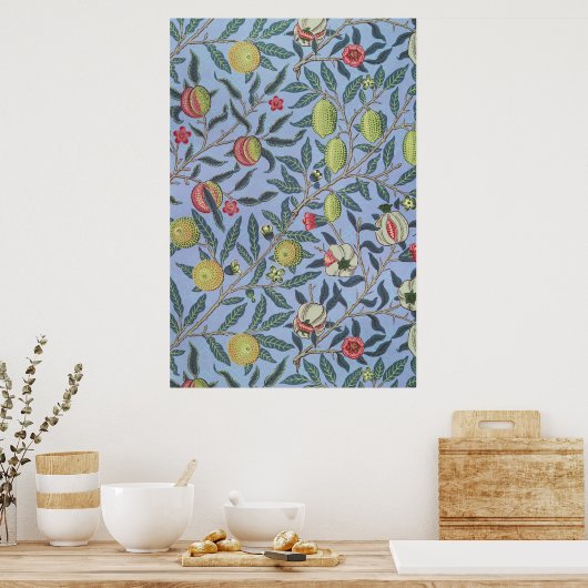 William Morris Fruit Pomegranate Blue Ornament Poster (Keuken)