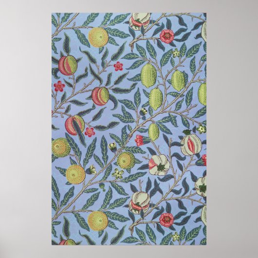 William Morris Fruit Pomegranate Blue Ornament Poster (Voorkant)