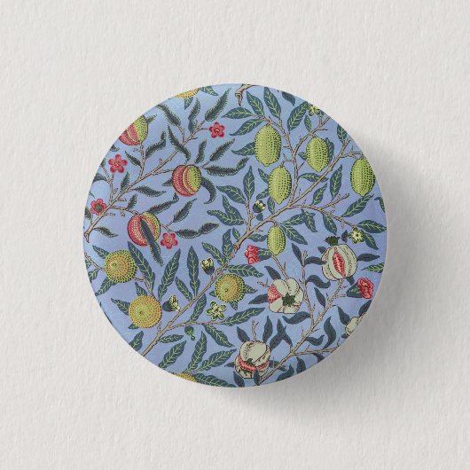 William Morris Fruit Pomegranate Blue Ornament Ronde Button 3,2 Cm (Voorkant)