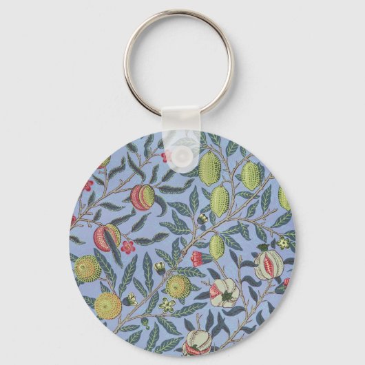 William Morris Fruit Pomegranate Blue Ornament Sleutelhanger (Voorkant)