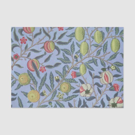 William Morris Fruit Pomegranate Blue Ornament Tissuepapier (Voorkant)