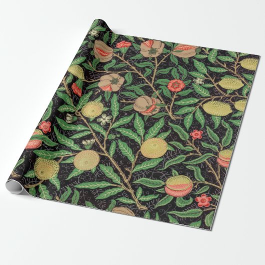 William Morris Fruit Pomegranate Floral Pattern Cadeaupapier (Uitgerold)