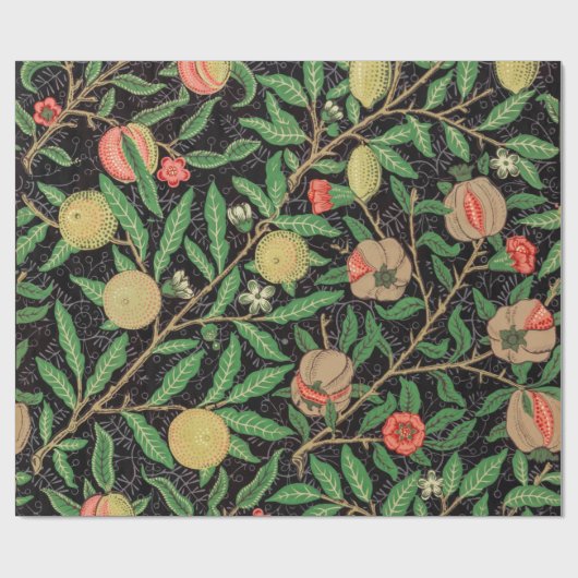 William Morris Fruit Pomegranate Floral Pattern Cadeaupapier (Vlak)