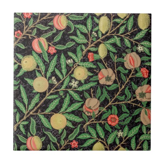 William Morris Fruit Pomegranate Floral Pattern Tegeltje (Voorkant)