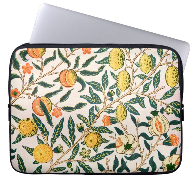 William Morris Fruit Pomegranate White of Ornament Laptop Sleeve (Voorkant)