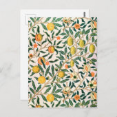 William Morris Fruit Pomegranate White Ornament Briefkaart (Voorkant / Achterkant)