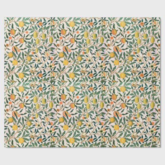 William Morris Fruit Pomegranate White Ornament Cadeaupapier (Vlak)