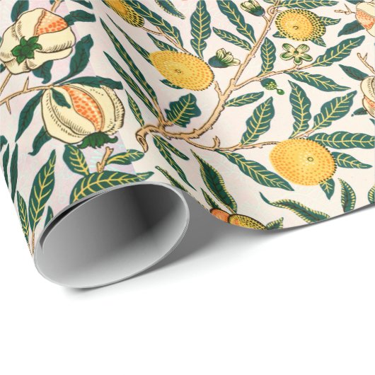 William Morris Fruit Pomegranate White Ornament Cadeaupapier (Rol Hoek)