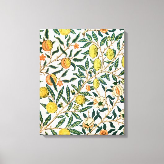 William Morris Fruit Pomegranate White Ornament Canvas Afdruk (Voorkant)