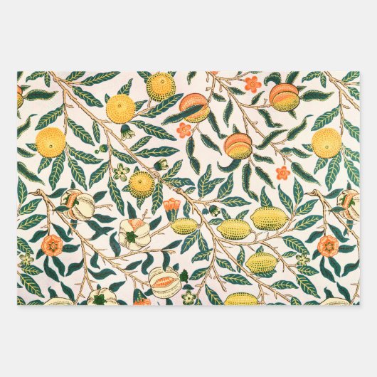 William Morris Fruit Pomegranate White Ornament Inpakpapier Vel (Voorkant 2)