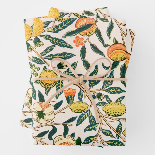 William Morris Fruit Pomegranate White Ornament Inpakpapier Vel (In situ)