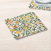 William Morris Fruit Pomegranate White Ornament Kartonnen Onderzetters (Schuin)