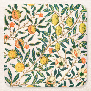 William Morris Fruit Pomegranate White Ornament Kartonnen Onderzetters