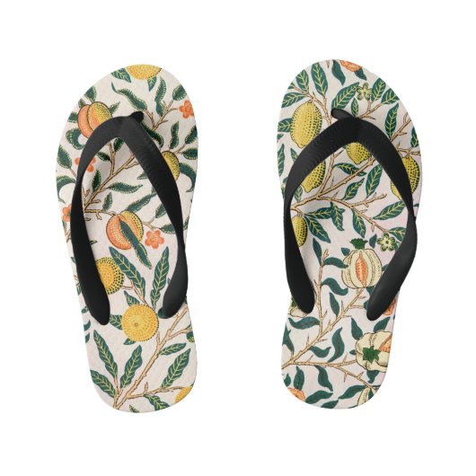 William Morris Fruit Pomegranate White Ornament Kinder Teenslippers (Voetbed)