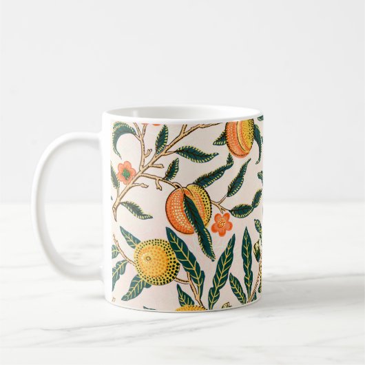 William Morris Fruit Pomegranate White Ornament Koffiemok (Links)