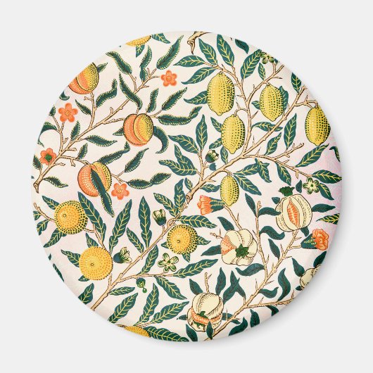 William Morris Fruit Pomegranate White Ornament Magneet (Voorkant)