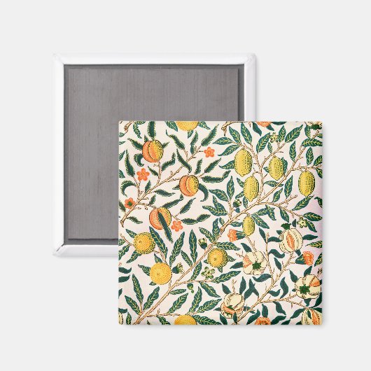 William Morris Fruit Pomegranate White Ornament Magneet (Voorkant / Achterkant)