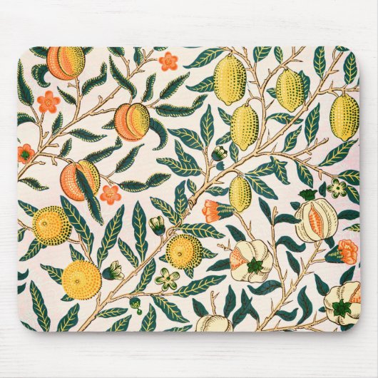 William Morris Fruit Pomegranate White Ornament Muismat (Voorkant)