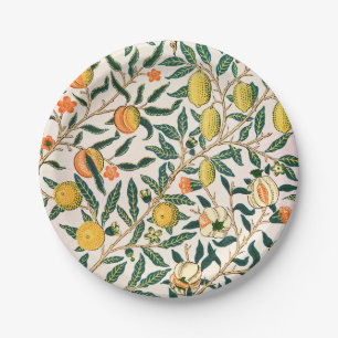 William Morris Fruit Pomegranate White Ornament Papieren Bordje