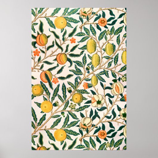 William Morris Fruit Pomegranate White Ornament Poster (Voorkant)