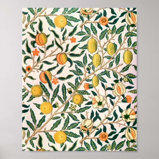 William Morris Fruit Pomegranate White Ornament Poster (Voorkant)