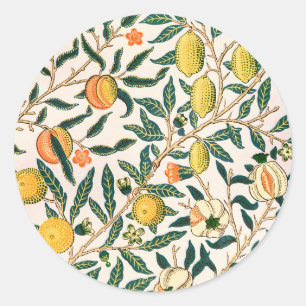 William Morris Fruit Pomegranate White Ornament Ronde Sticker