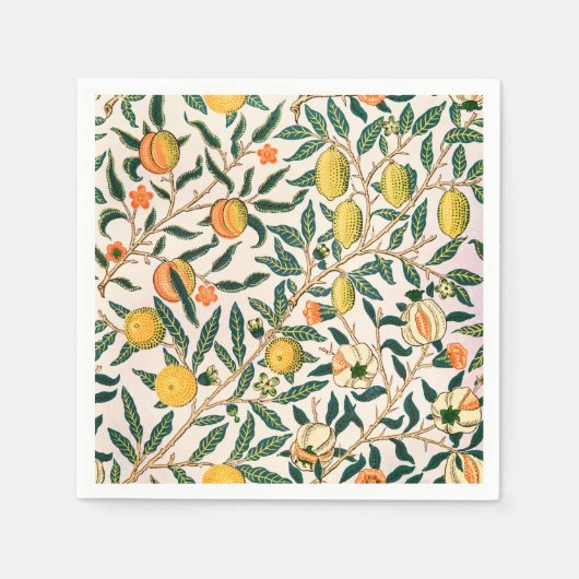 William Morris Fruit Pomegranate White Ornament Servet (Voorkant)