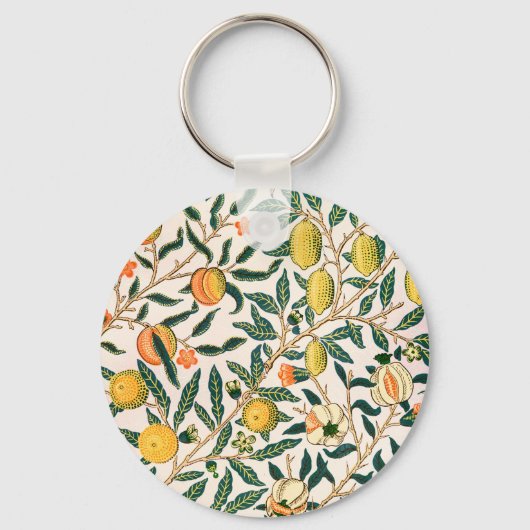 William Morris Fruit Pomegranate White Ornament Sleutelhanger (Voorkant)
