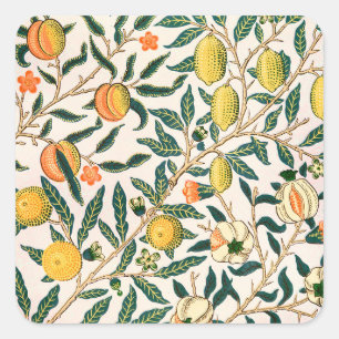 William Morris Fruit Pomegranate White Ornament Vierkante Sticker
