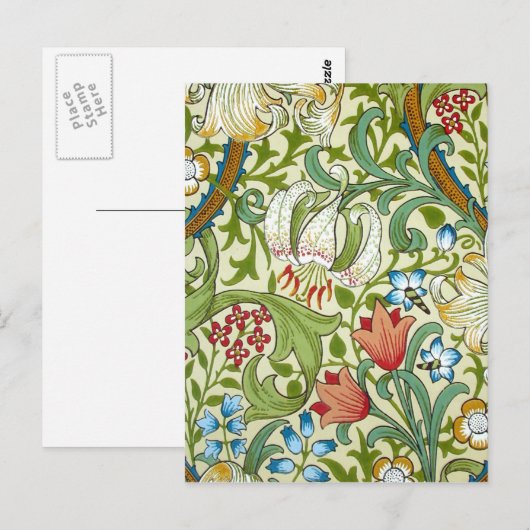 William Morris Garden Lily Fine Art Briefkaart (Voorkant / Achterkant)