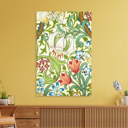 William Morris Garden Lily Wallpaper Fine Art Canvas Afdruk (Insitu (Woonkamer))