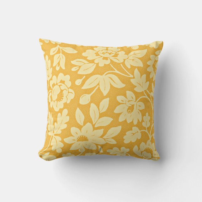 William Morris Geel Bloem Patroon Kussen (Voorkant)