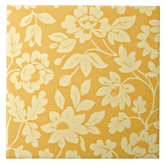 William Morris Geel Bloem Patroon Tegeltje (Voorkant)