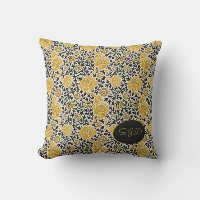  William Morris geel bloempatroon Kussen (Voorkant)