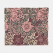 William Morris geïnspireerd bloempatroon Fleece Deken (Voorkant (Horizontaal))