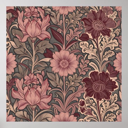 William Morris geïnspireerd bloempatroon Poster (Voorkant)