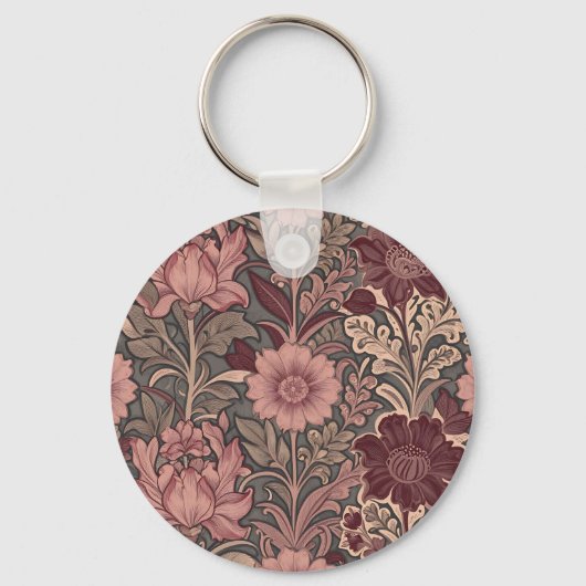 William Morris geïnspireerd bloempatroon Sleutelhanger (Voorkant)